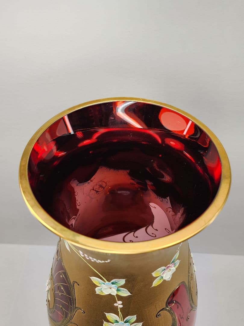 ベネチアングラス gold BOHEMIA 花瓶 花器 金彩 ボヘミアングラス