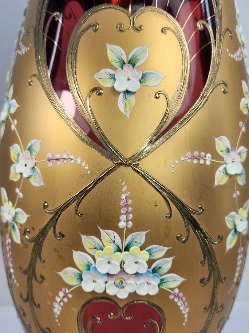 ベネチアングラス gold BOHEMIA 花瓶 花器 金彩 ボヘミアングラス