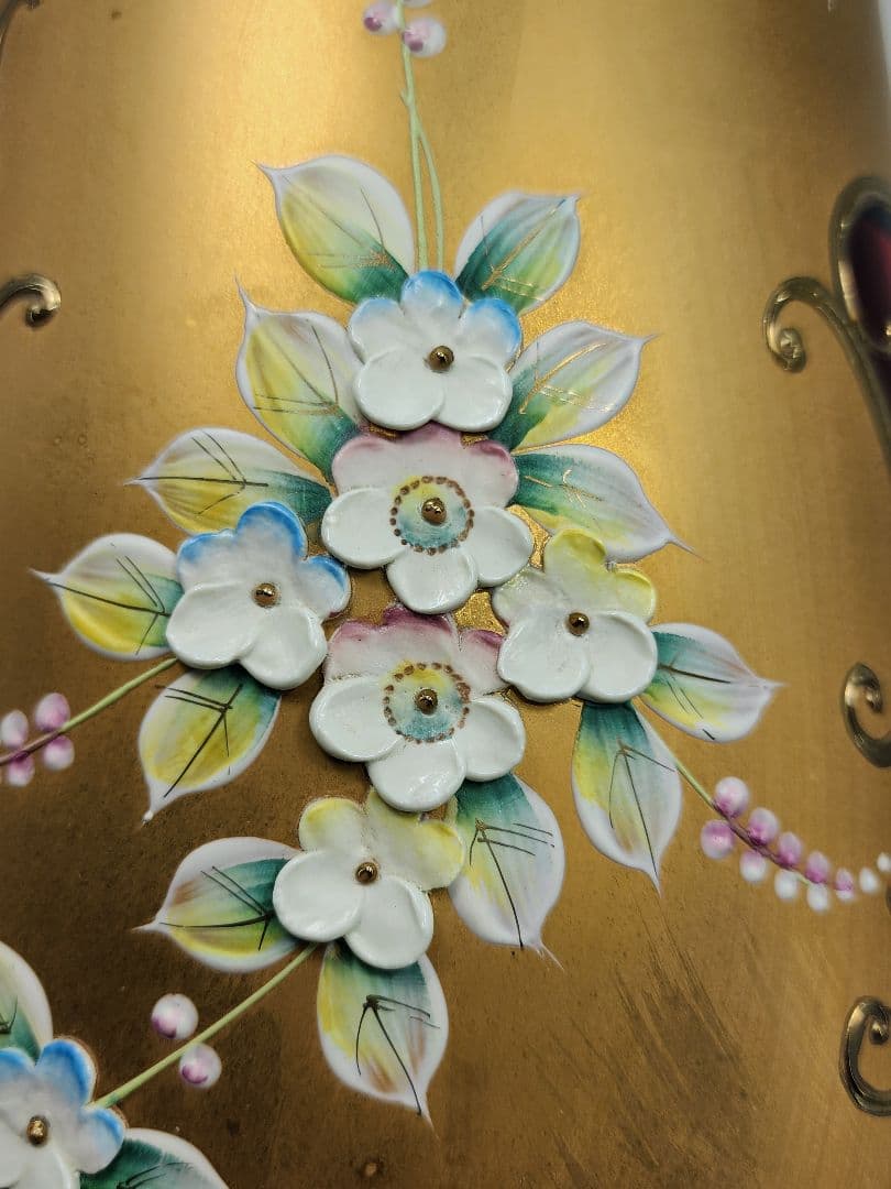 ベネチアングラス gold BOHEMIA 花瓶 花器 金彩 ボヘミアングラス