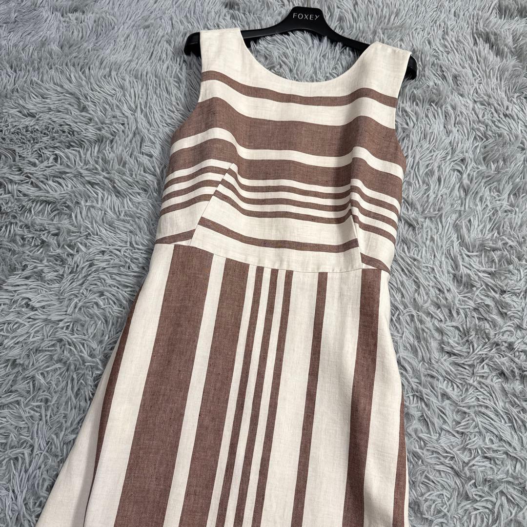 美品✨マックスマーラ リネンコットン マキシ丈ワンピース 134cm ストライプ