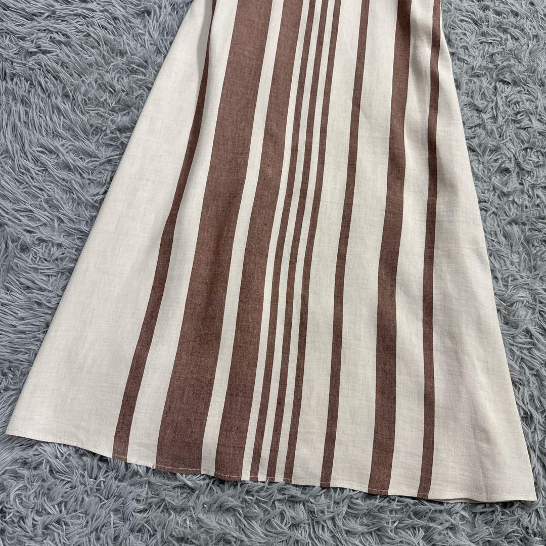 美品✨マックスマーラ リネンコットン マキシ丈ワンピース 134cm ストライプ
