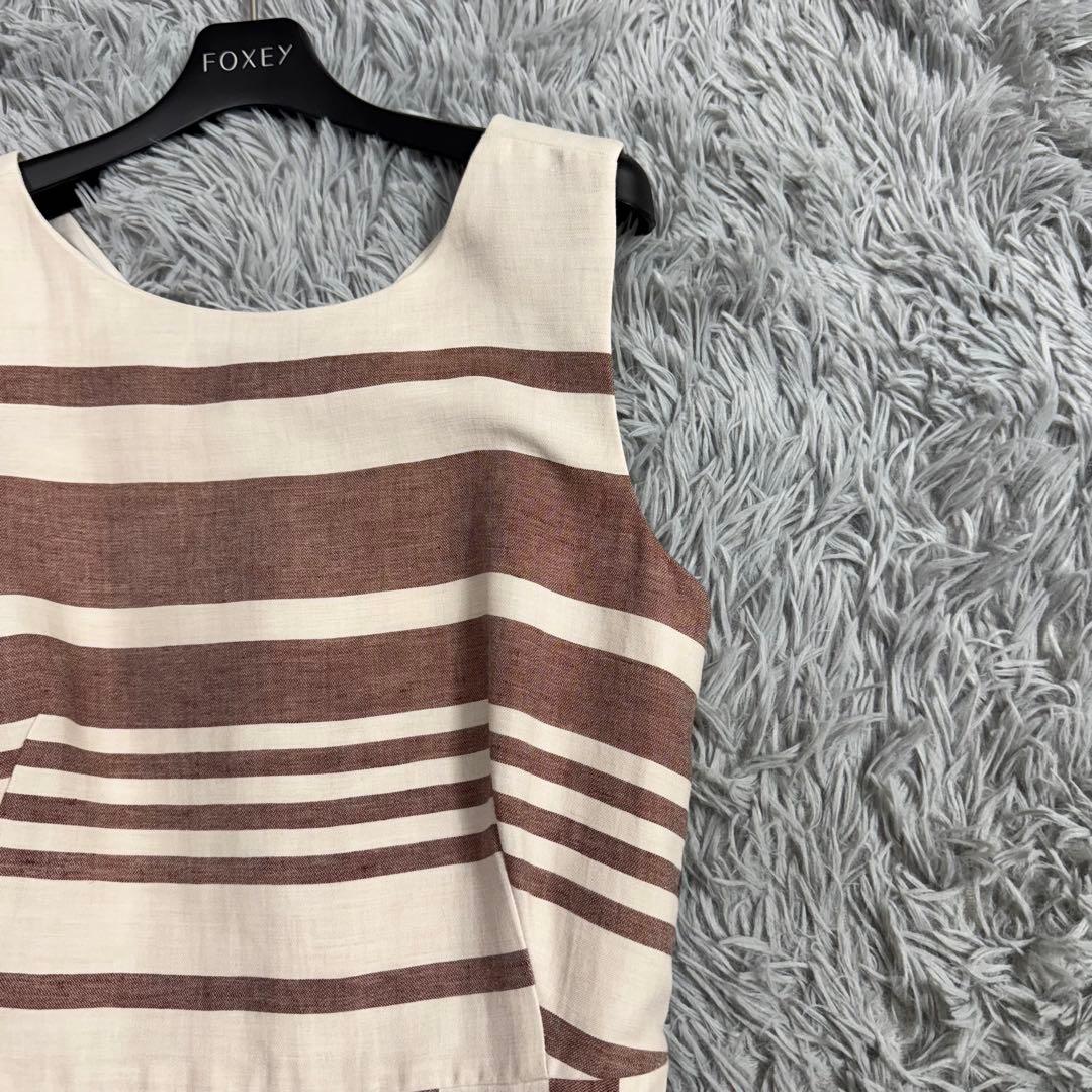 美品✨マックスマーラ リネンコットン マキシ丈ワンピース 134cm ストライプ