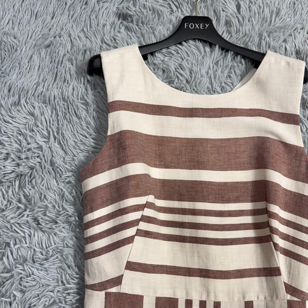 美品✨マックスマーラ リネンコットン マキシ丈ワンピース 134cm ストライプ