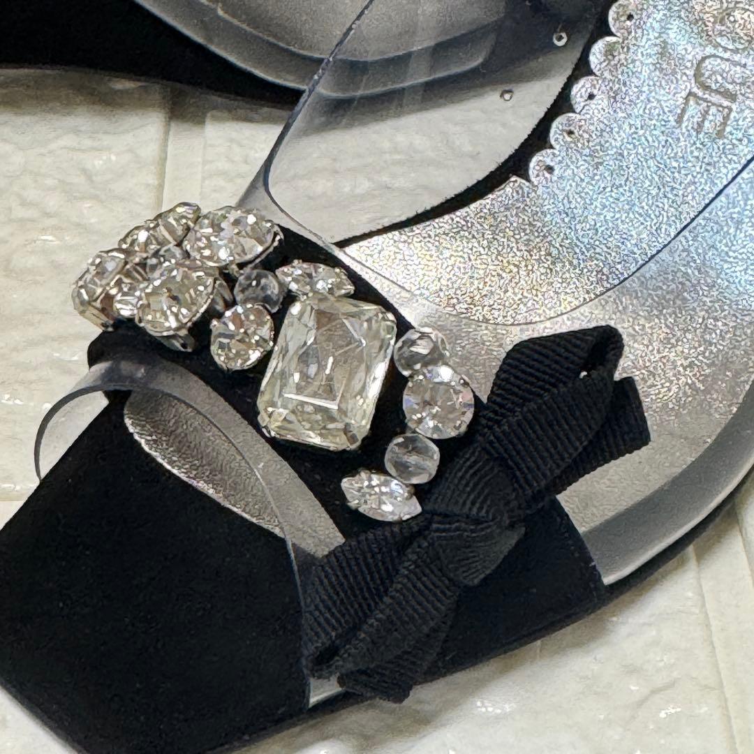 【未使用 】フォクシー ブティック サンダル ウェッジソール ビジュー スエード