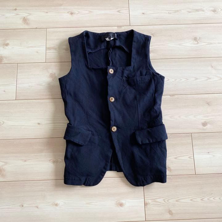 美品 コムデギャルソン コムコム 染色縮絨加工 スクエアネックベスト XS