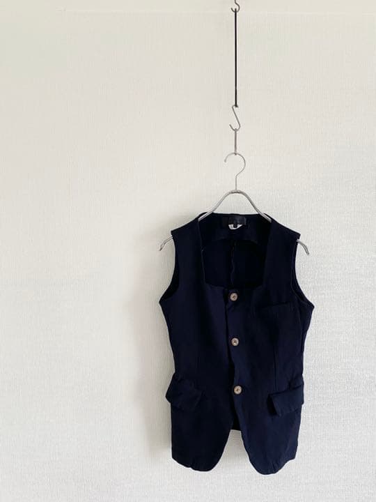 美品 コムデギャルソン コムコム 染色縮絨加工 スクエアネックベスト XS