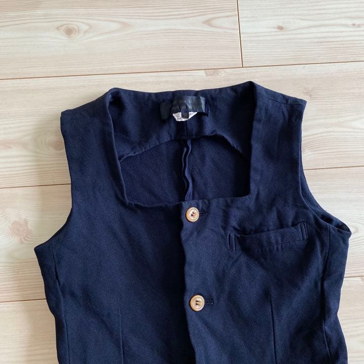 美品 コムデギャルソン コムコム 染色縮絨加工 スクエアネックベスト XS