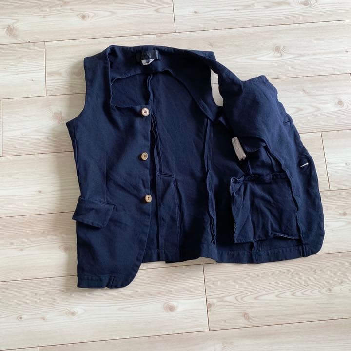 美品 コムデギャルソン コムコム 染色縮絨加工 スクエアネックベスト XS