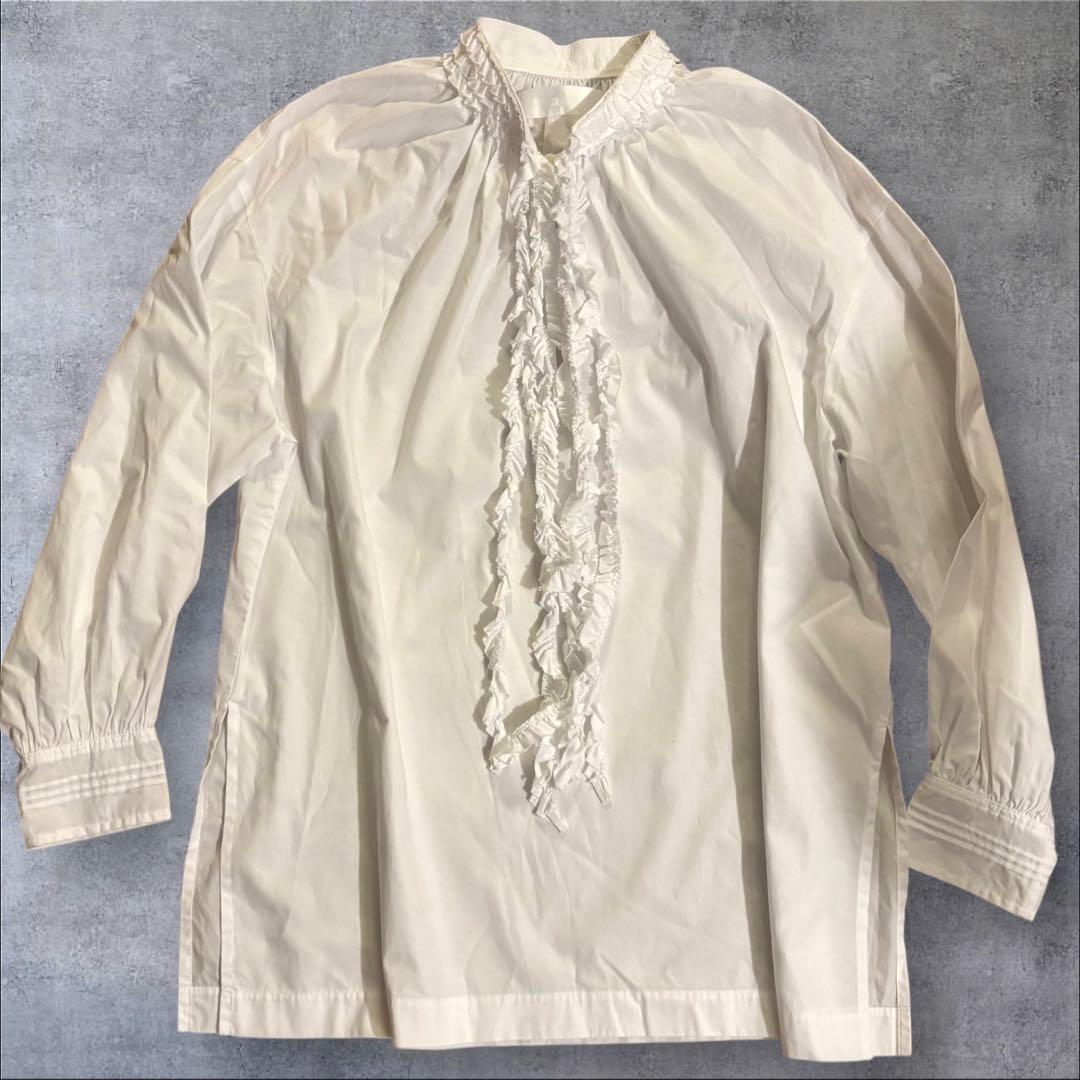 美品tao COMME des GARCONSギャルソン　フリルタイ ブラウス白