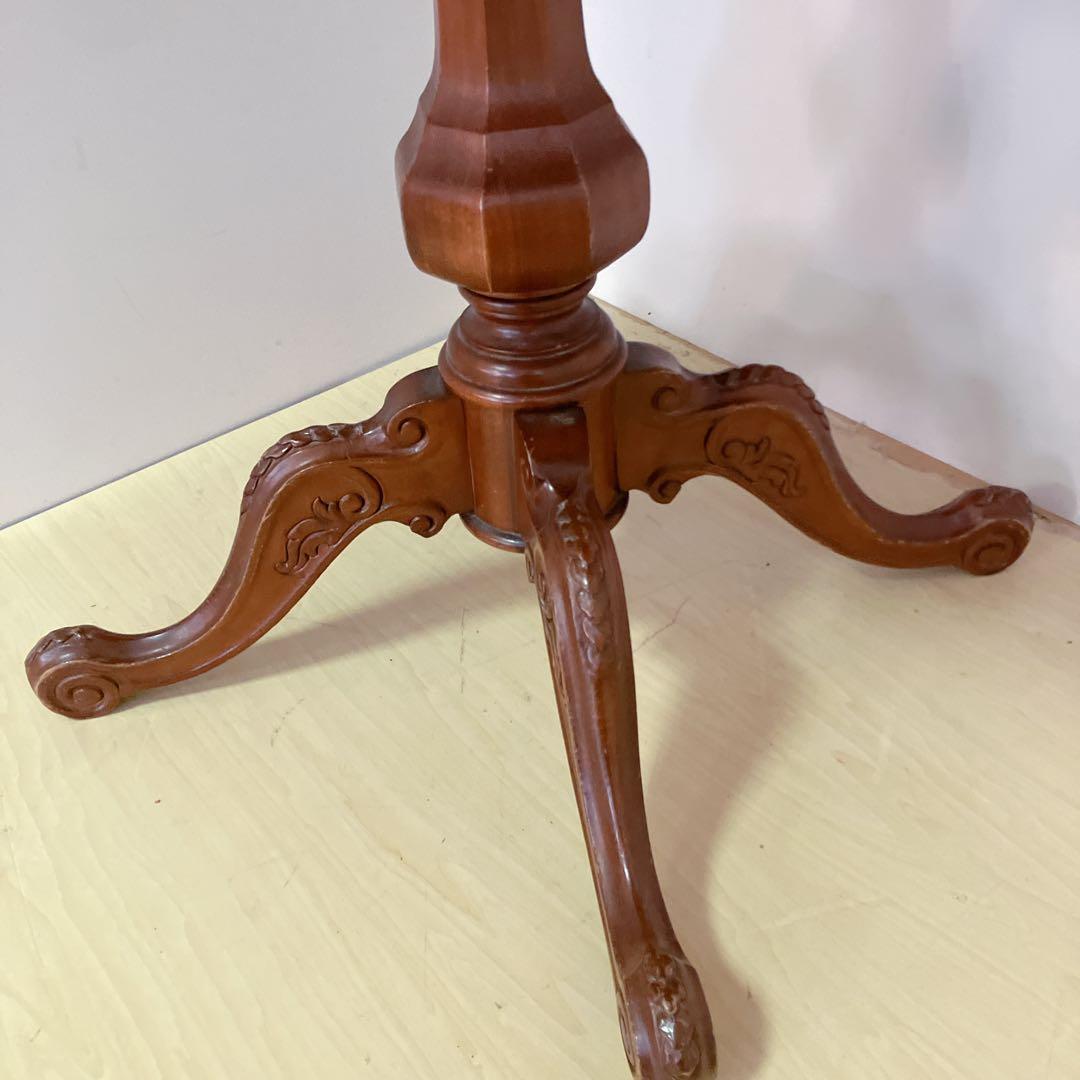 象嵌細工　コーヒーテーブル　円形テーブル　アンティーク調　カフェテーブル