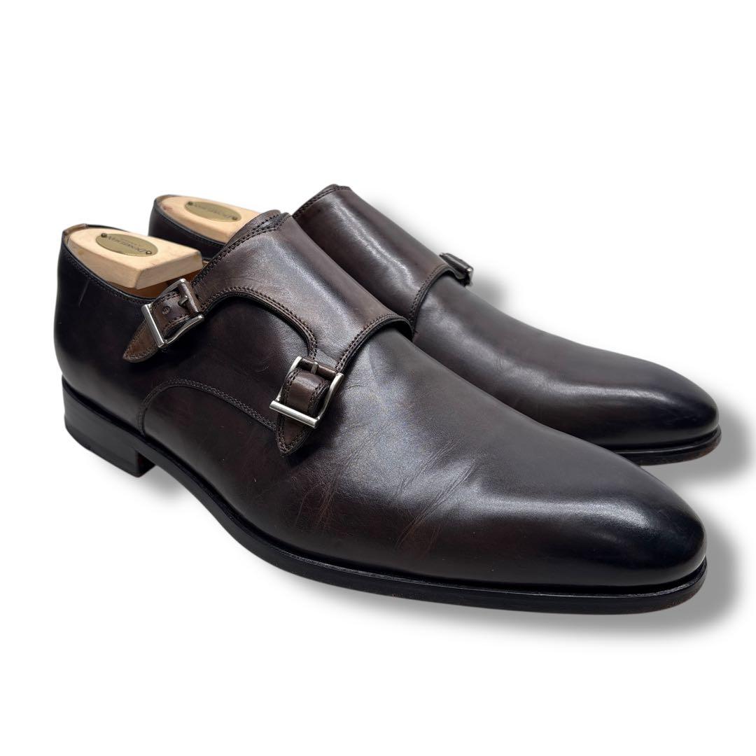 極美品■MAGNANNI マグナーニ【25.5】ダブルモンク 本革 革靴 茶系