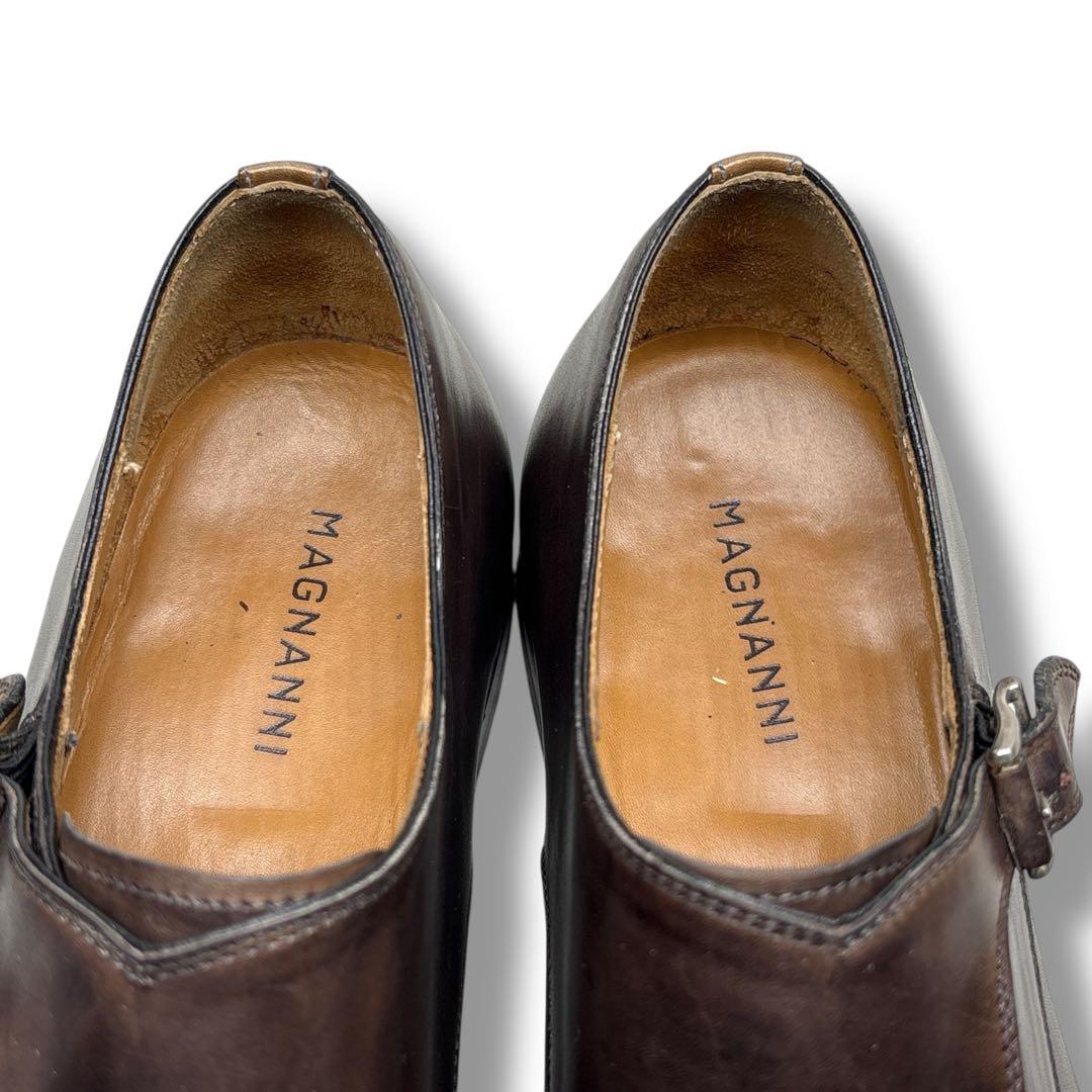 極美品■MAGNANNI マグナーニ【25.5】ダブルモンク 本革 革靴 茶系