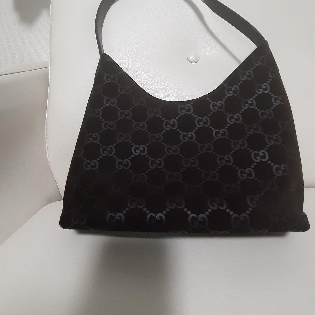 希少GUCCI ブラック GGパターン ショルダーバッグ　スエード☆ブラウン