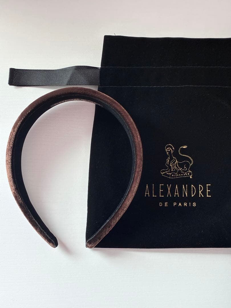 【極美品】ALEXANDRE DE PARIS カチューシャ ベロア 茶