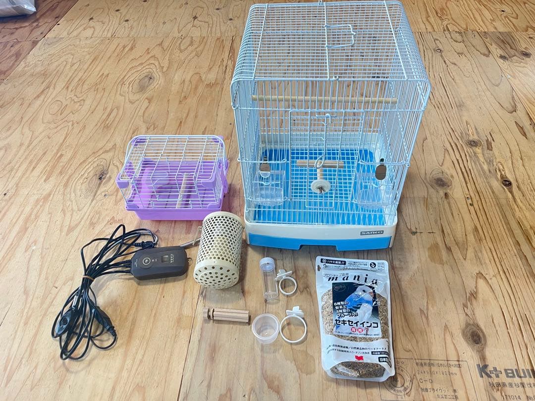 【セット】鳥かご、ヒーター、インコ飼育グッズ