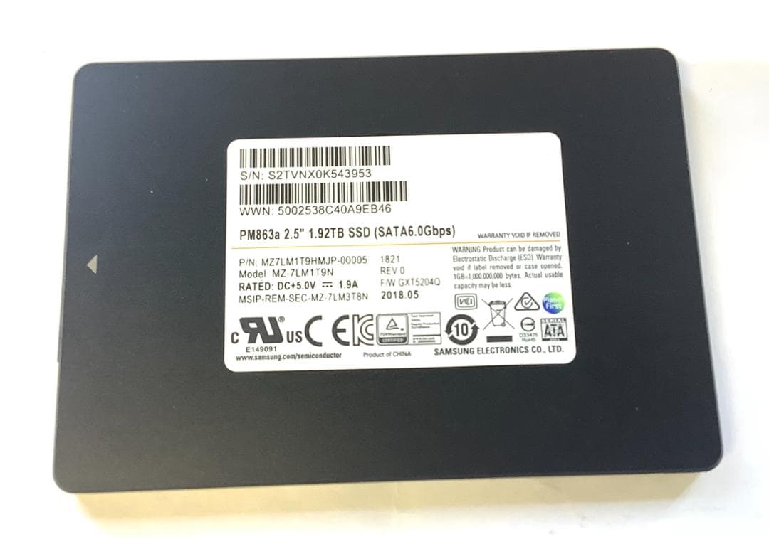 ②-WA238-SAMSUNG SATA 1.92TB SSD 2.5 1点