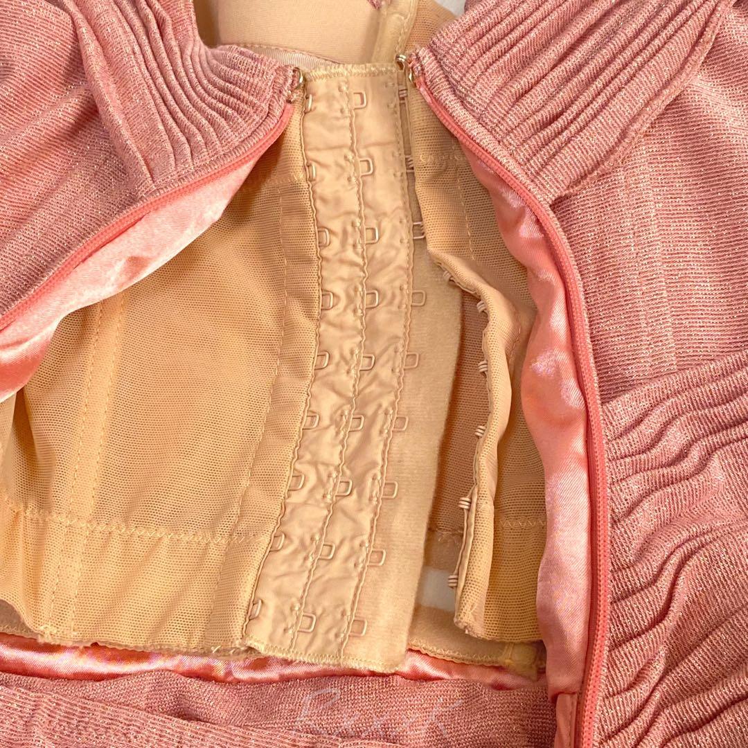 【イタリア製】エリザベッタフランキ 高級 ロングドレス マキシ プリーツ ピンク