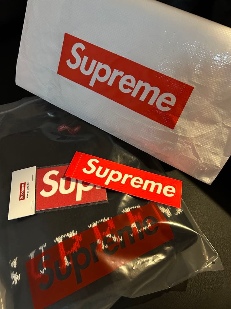 おまけ付Supreme Contrast Logo Sweater BLACK