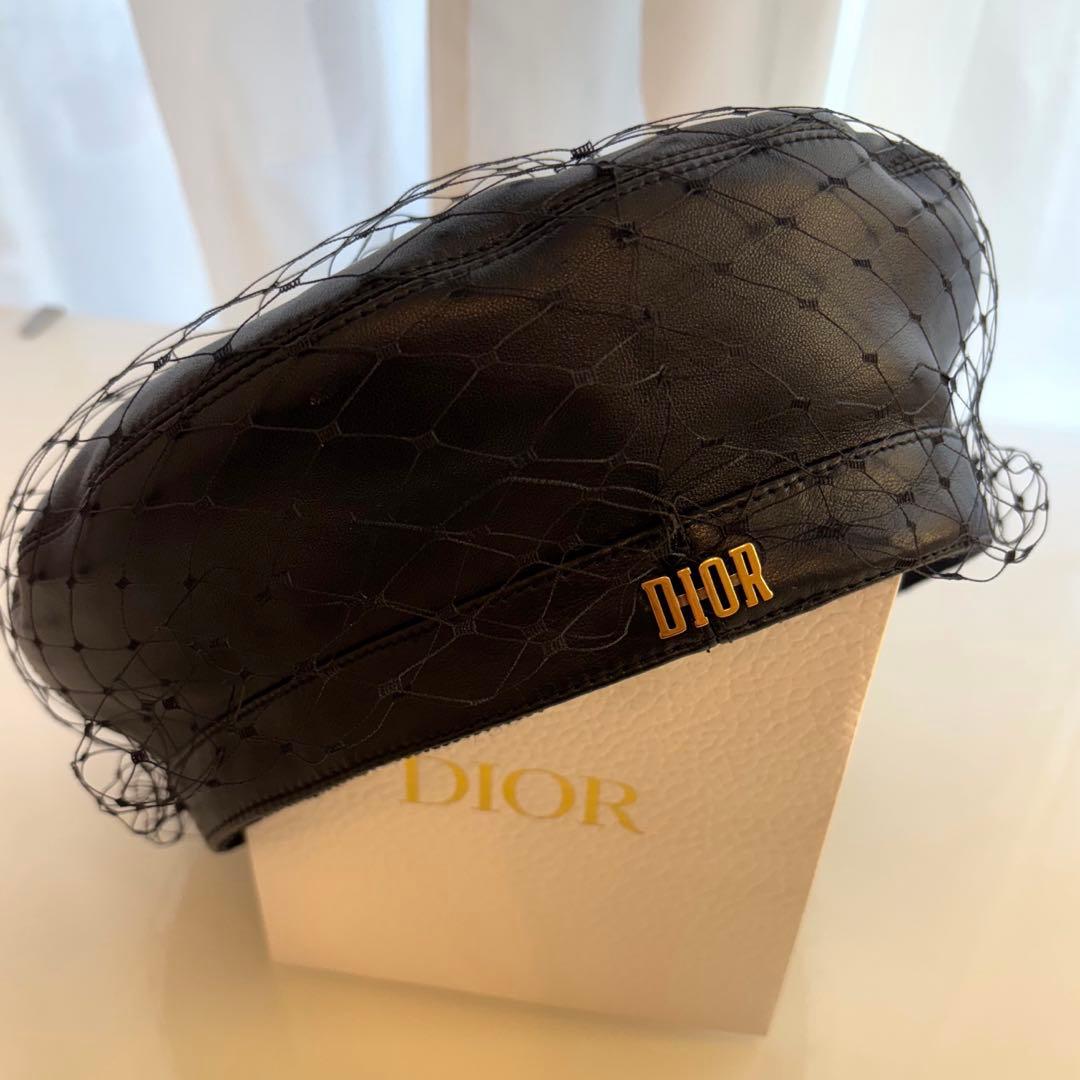 ディオール レディース Dior チュール レザー ベレー帽 ハット ブラック