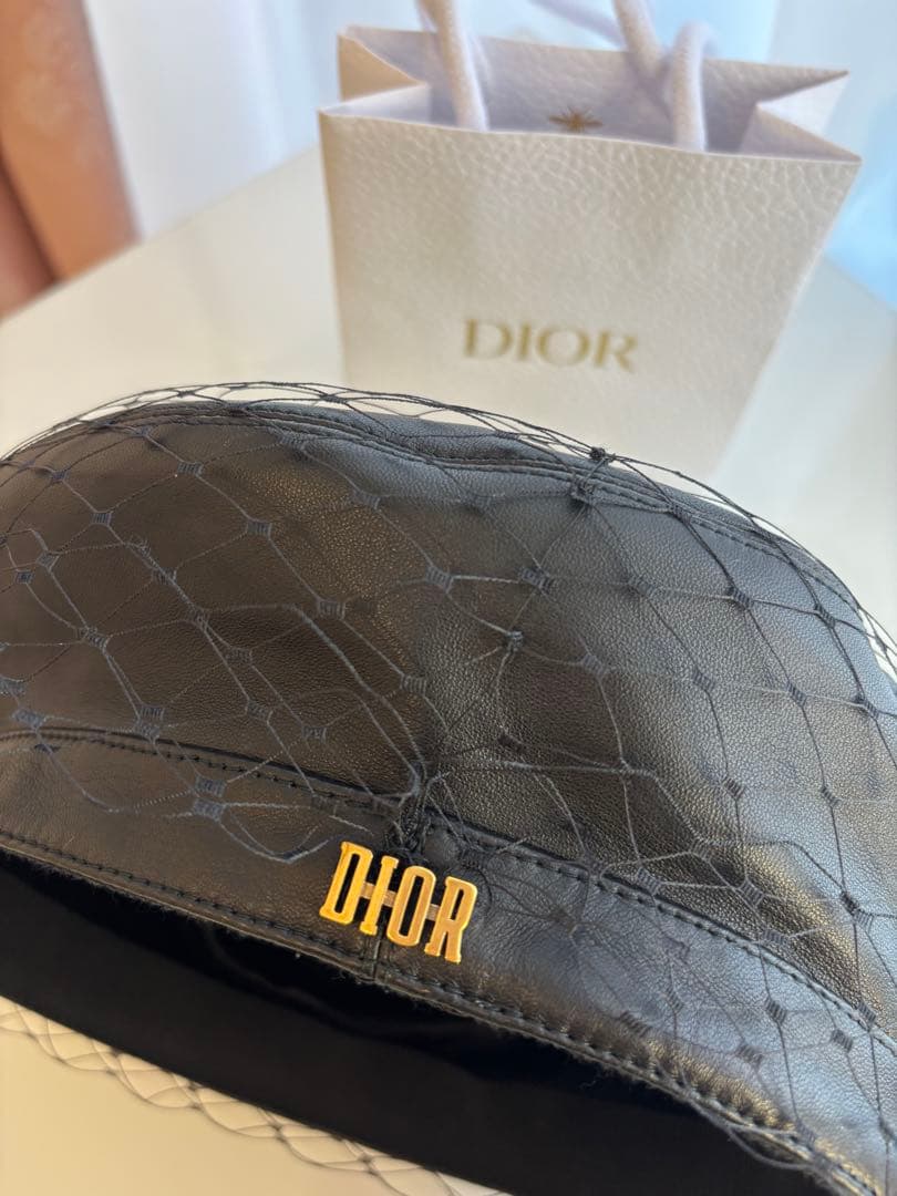 ディオール レディース Dior チュール レザー ベレー帽 ハット ブラック