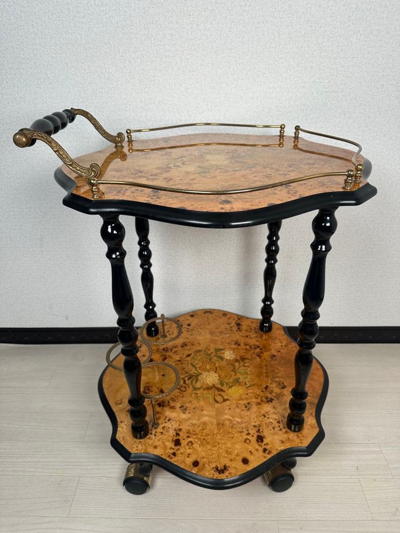 キッチンワゴン イタリア製 象嵌 高級 ワゴンテーブル ※i1※