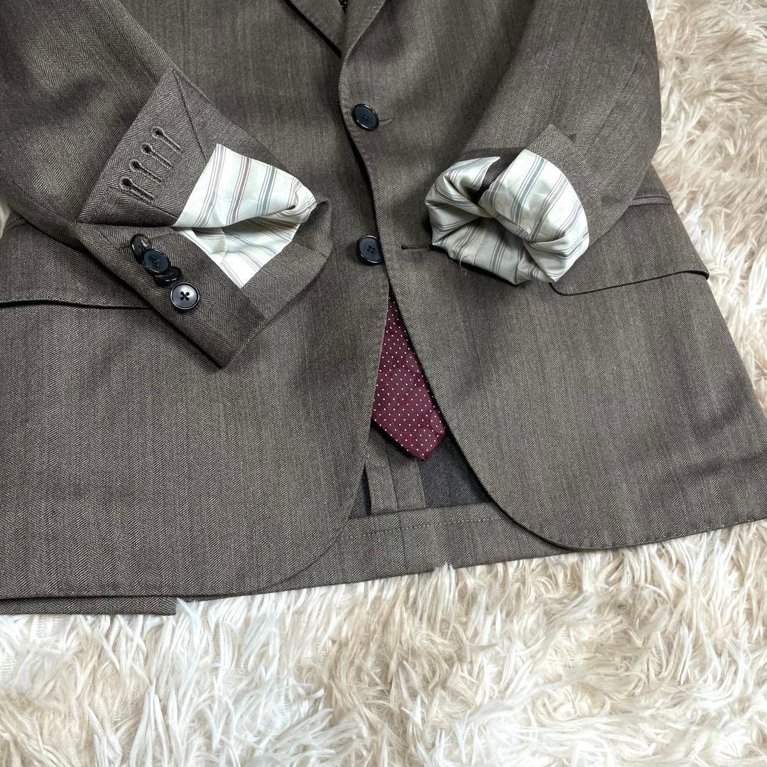 極美品 ラルディーニ テーラードジャケット メンズ シルク混 ヘリンボーン