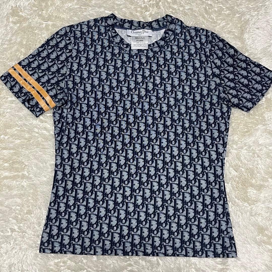 クリスチャンディオール　カットソー　トップス　トロッター　総柄　ブルー