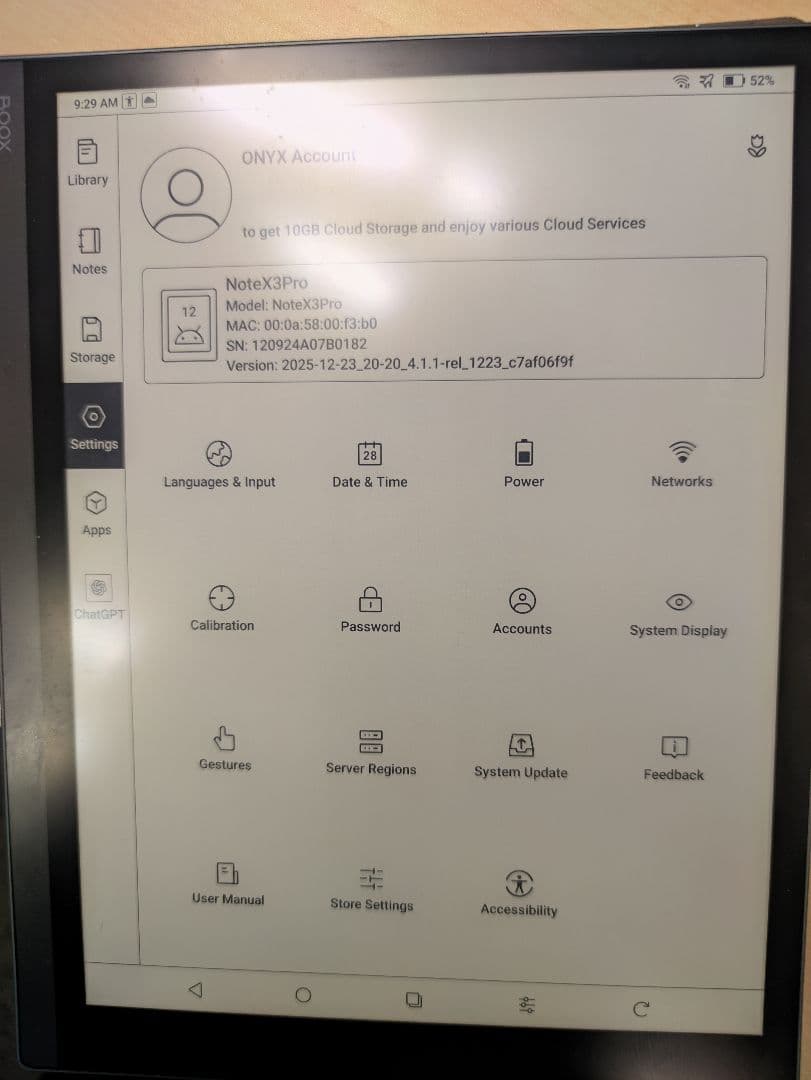 電子書籍リーダー本体 boox note x3 pro