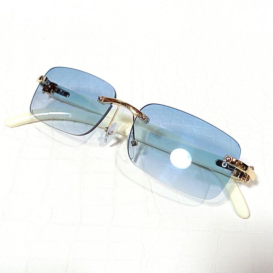 リムレス■サングラス■スクエア■ブルーグラデーションレンズ■未使用品⑪