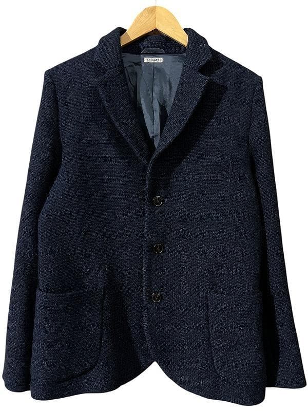 ブルーブルー ジャパン 肉厚編み ウールニット 3B テーラード ジャケット L