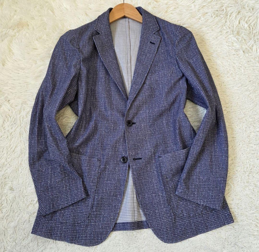 パジャマスーツAOKI シアサッカー ストレッチ セットアップネイビー