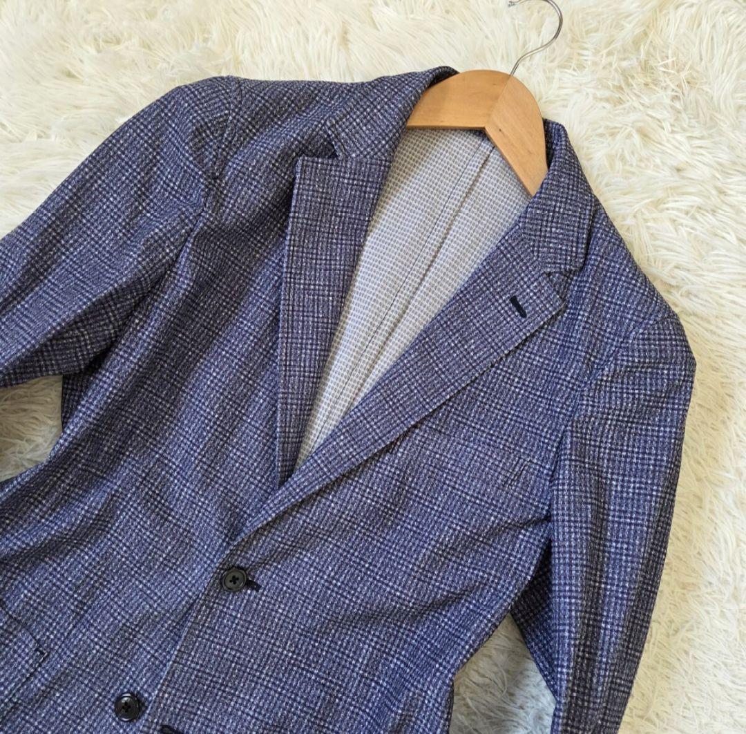 パジャマスーツAOKI シアサッカー ストレッチ セットアップネイビー