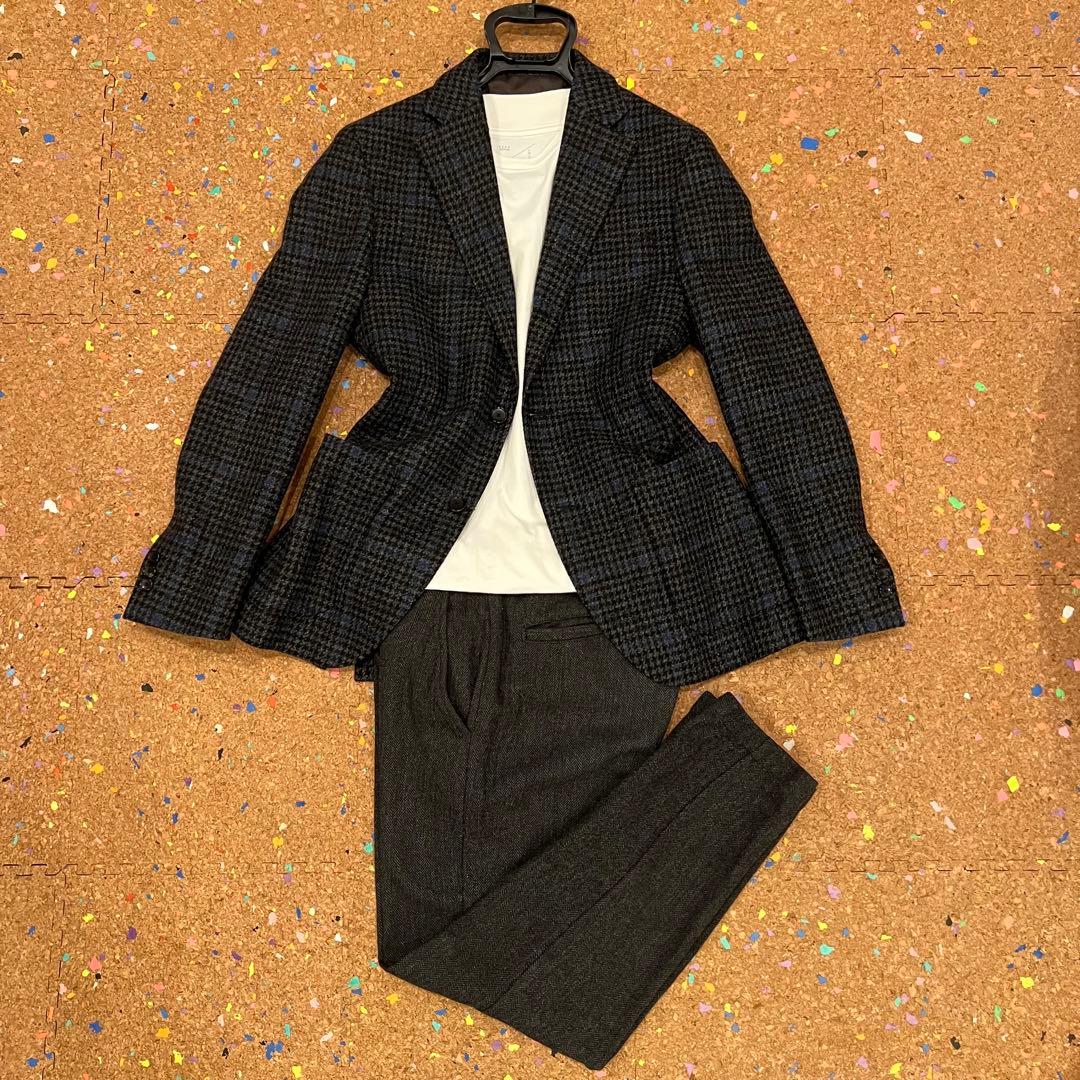 EDIFICE ジャケット 千鳥格子 ブラックネイビー 44サイズ