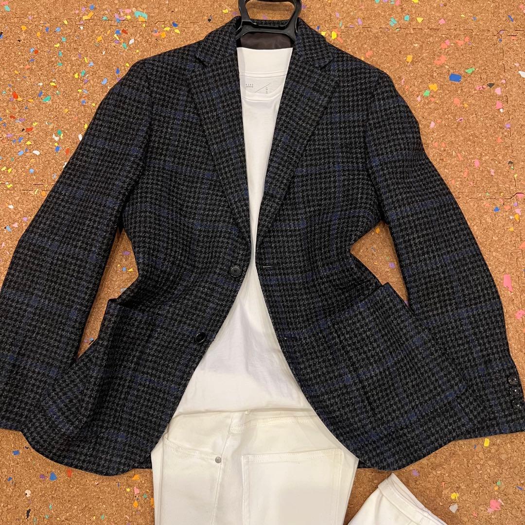 EDIFICE ジャケット 千鳥格子 ブラックネイビー 44サイズ