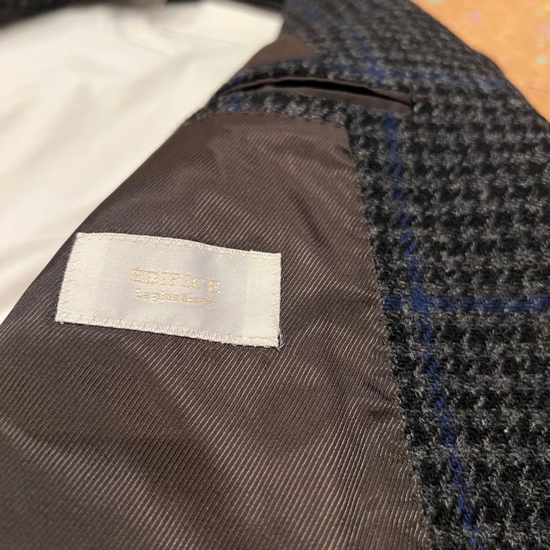 EDIFICE ジャケット 千鳥格子 ブラックネイビー 44サイズ