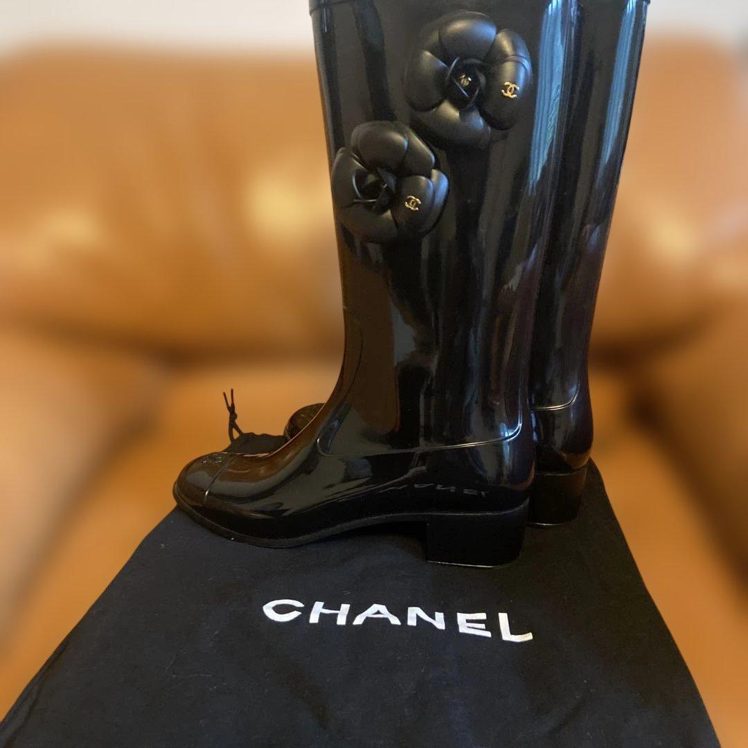 CHANELカメリアレインブーツブラック37⭐︎お値下げ