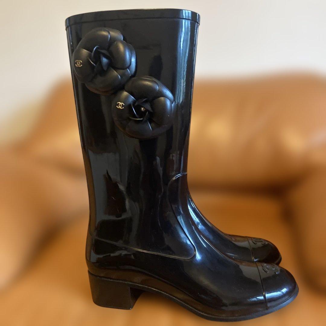 CHANELカメリアレインブーツブラック37⭐︎お値下げ
