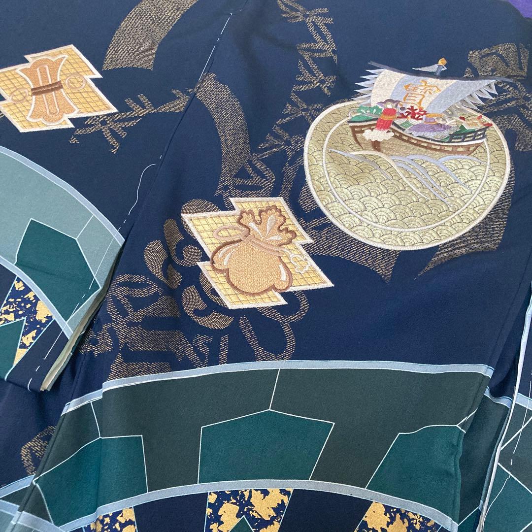 【美品】逸品　高級刺繍　正絹　初着　宝船