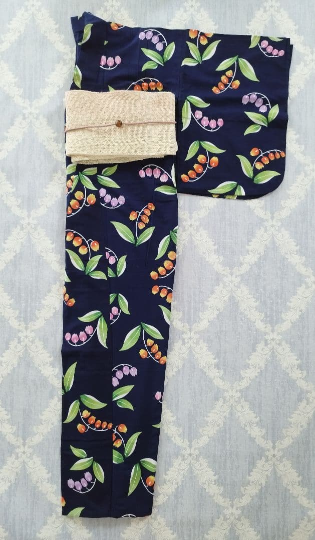 注染染め 手縫い 浴衣 すずらん 鈴蘭 低身長さん