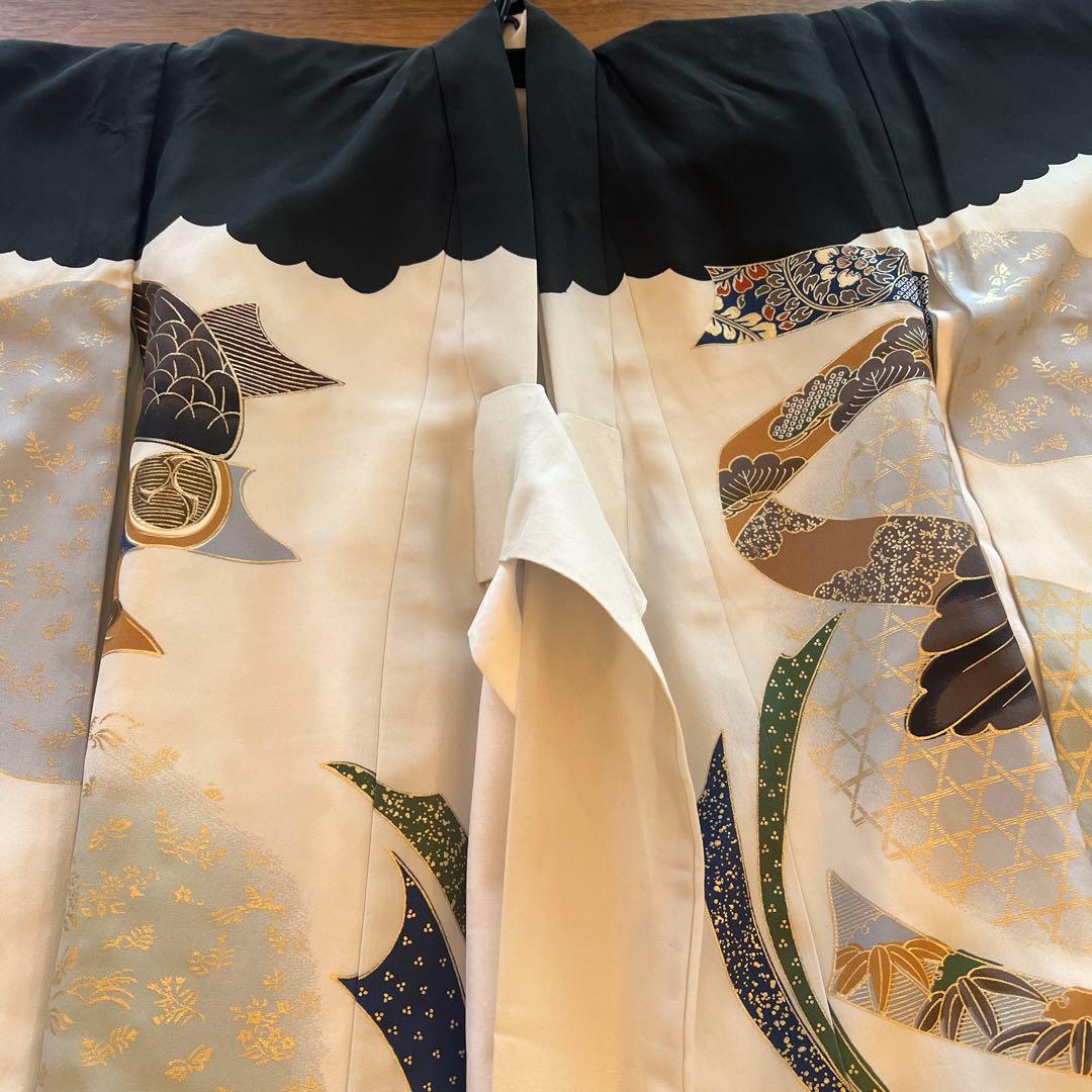 鷹　正絹　男の子お宮参り着物　産着長襦袢付き　スタイ　帽子