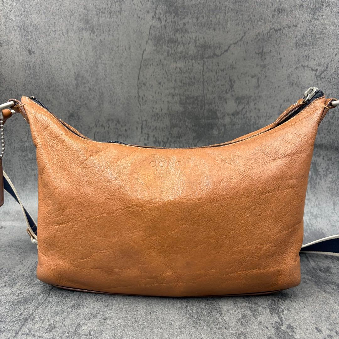 美品 コーチ ヘリテージ ショルダーバッグ 斜め掛け レザー メンズ 茶 ロゴ