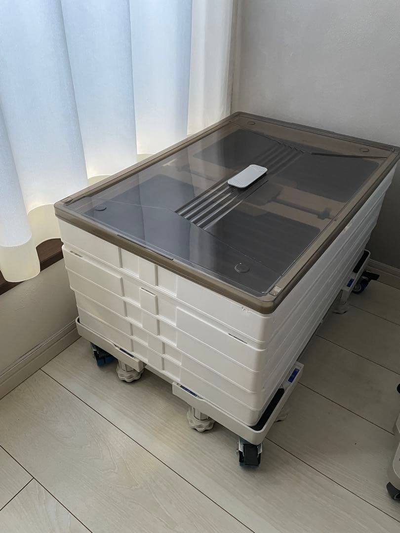 折りたたみ　スタッカブル収納ボックス XL5段+台車セット 全方向から取り出せる