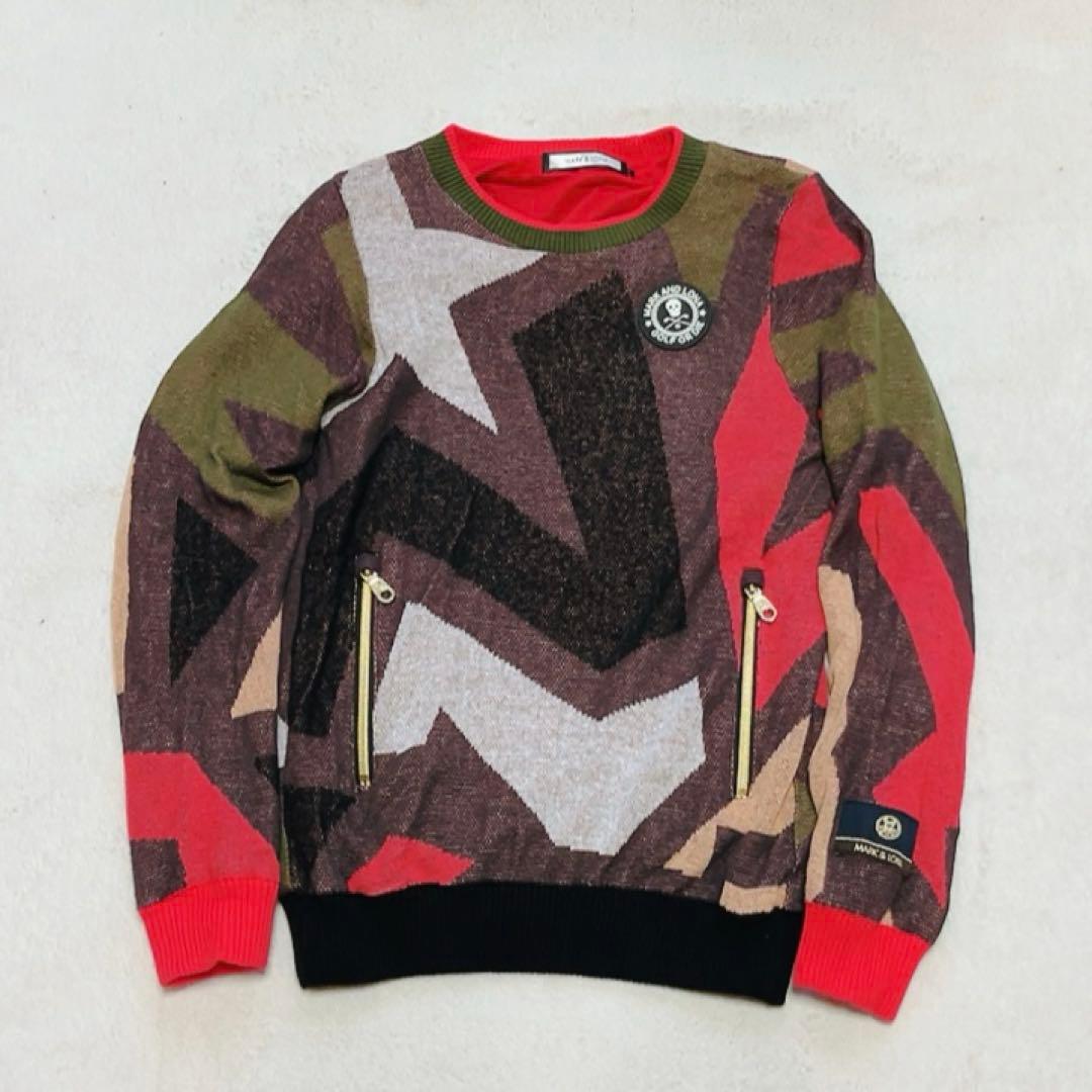 極美品　マークアンドロナ　近年　防風　裏地付　セーター　スニード　スター　柄