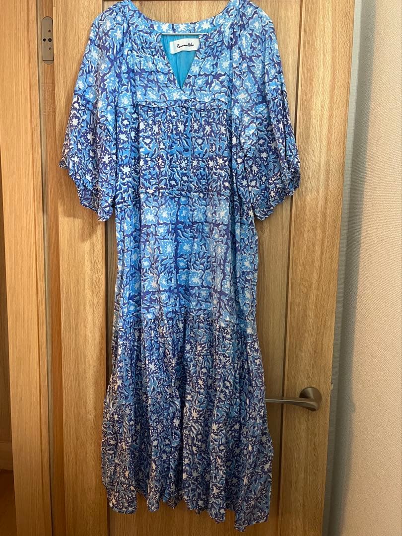 【美品！】ヌキテパ サラマリカ フラワーワンピース ドレス ブルー 水色