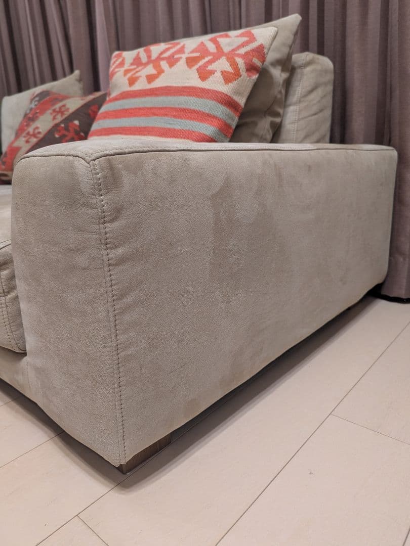 unico ユニコ　ベージュ スエード風 2.5人掛けソファ ペット対応生地