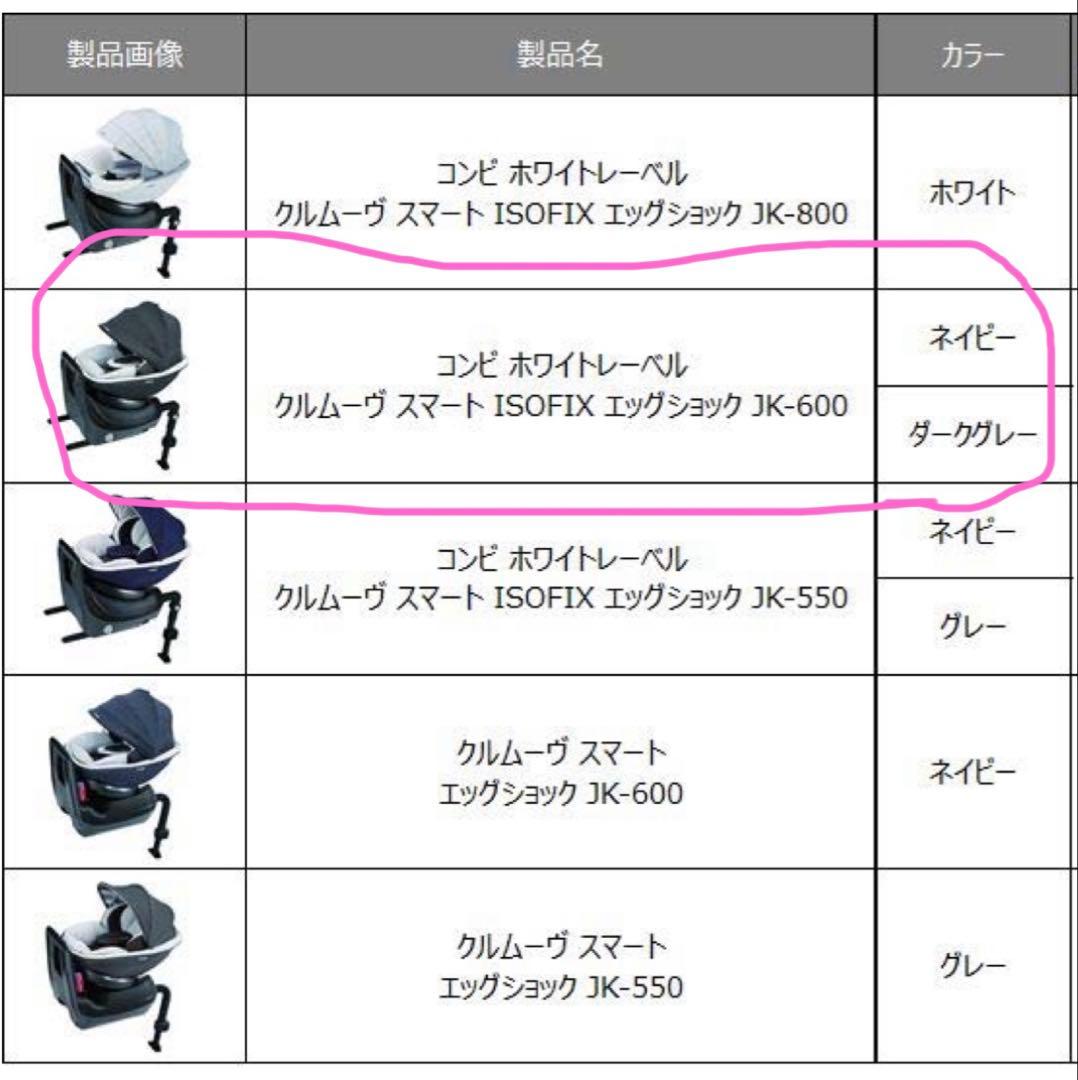 ☆お値下げ☆Combi クルムーヴスマートISOFIX JK-600ダークグレー