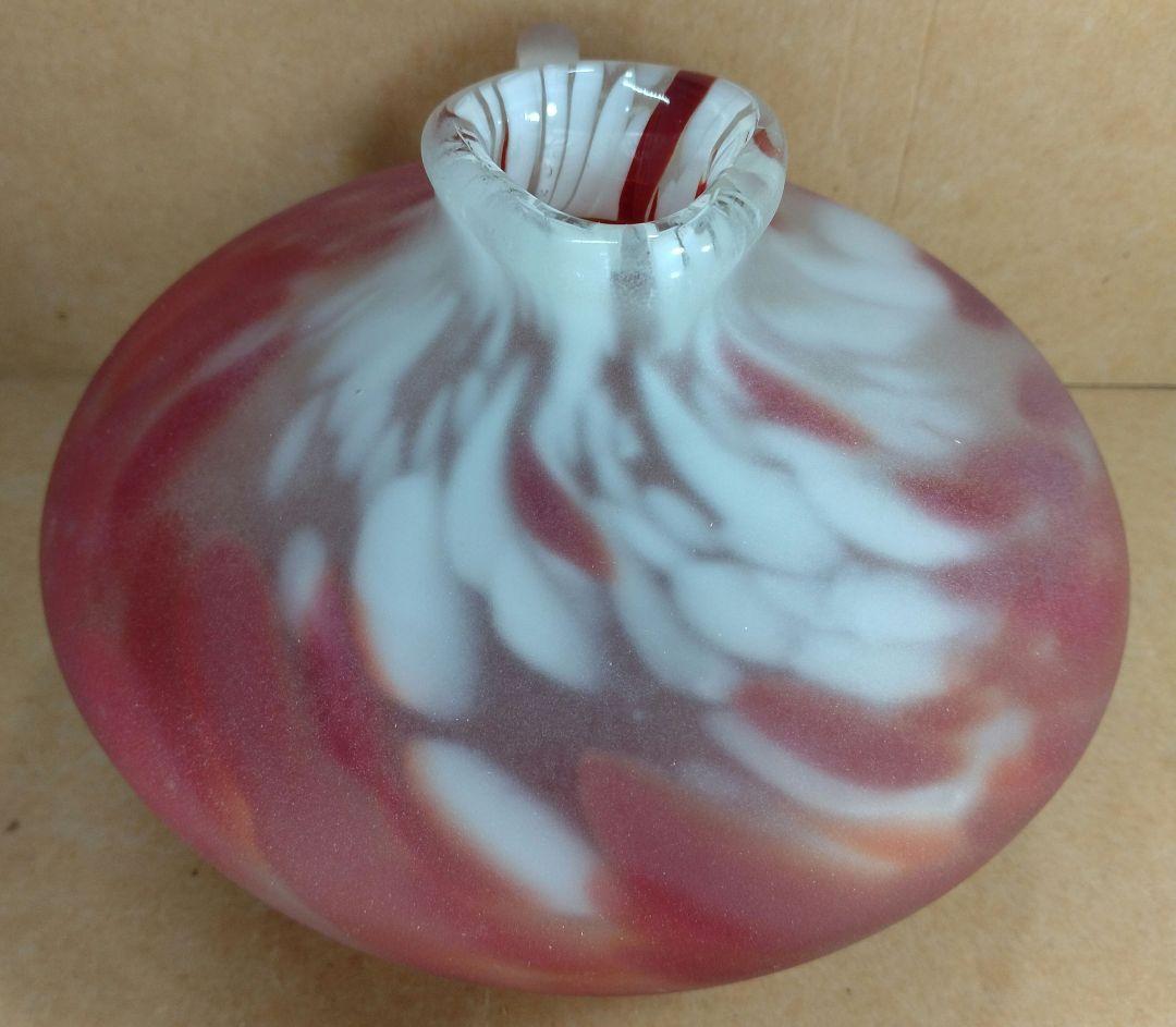 【本物保証】藤田喬平 手吹 花瓶(赤) 共箱 無傷 高さ約12㎝ ガラス芸術の雄