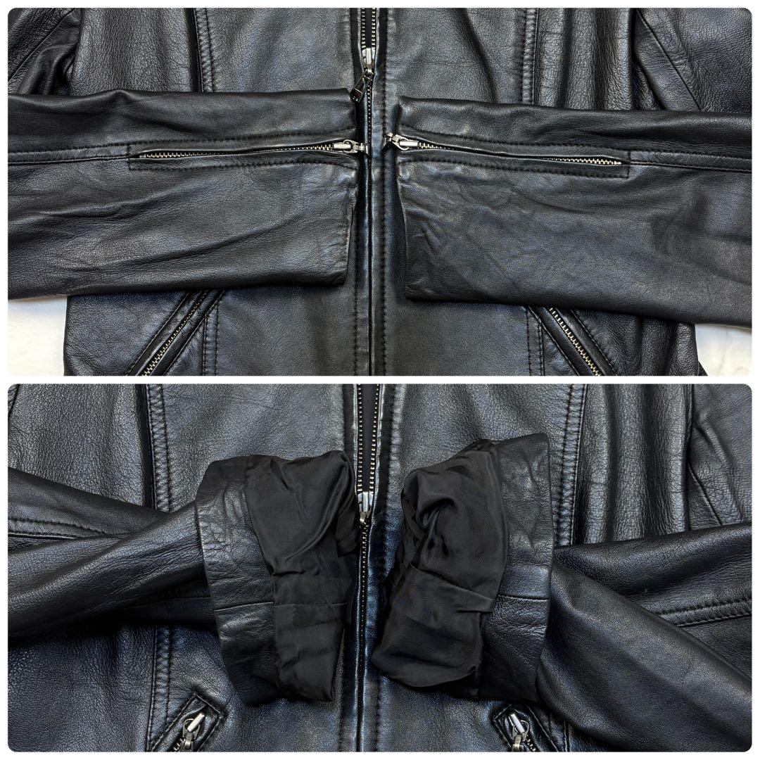 iCB シングル ライダース ジャケット　羊革 9 黒　スタンドカラー