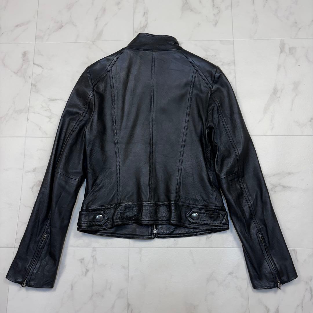 iCB シングル ライダース ジャケット　羊革 9 黒　スタンドカラー