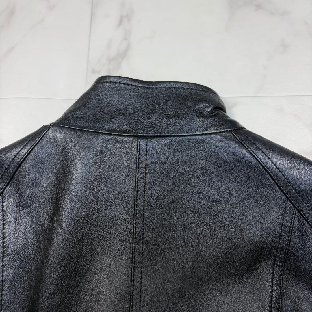 iCB シングル ライダース ジャケット　羊革 9 黒　スタンドカラー